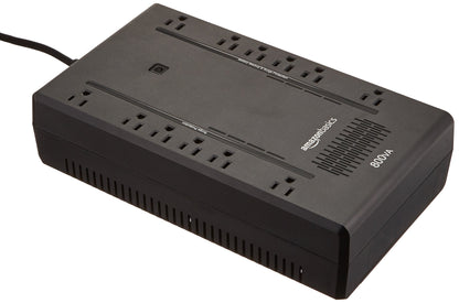 Amazon Basics Standby UPS 800VA 450W Surge Protector Battery Power Backup, 12 Outlets - Black
