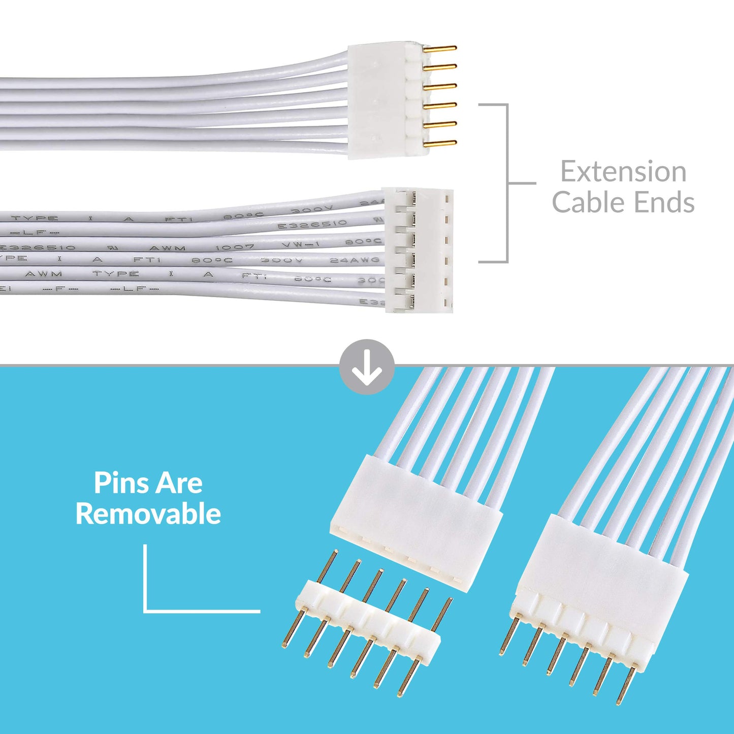 Litcessory 6-Pin to 6-Pin Connector for Philips Hue Lightstrip Plus (15 Pack, White - MICRO 6-PIN V4)