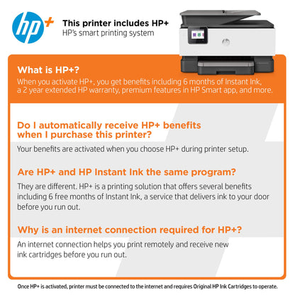 HP OfficeJet Pro 9015e Wireless Color All-in-One Printer with bonus 6 free months Instant Ink with HP+ (1G5L3A)