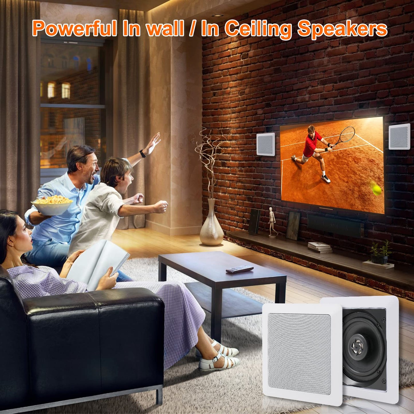 Herdio in Wall Speakers 5.25 Inch 2-Way Ceiling Bluetooth Audio System Perfect for Home Theater,Living Room,Office,Shop