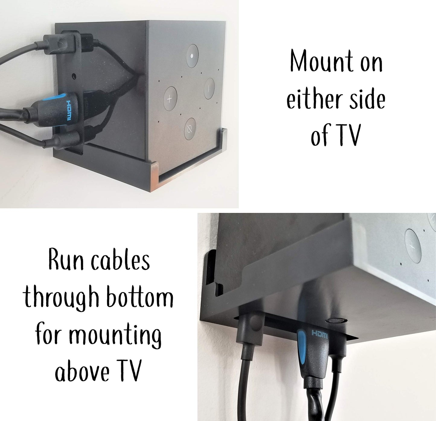 Dot Genie Easy Hanging Fire TV Cube Wall Mount (Fits 1st & 2nd Gen and New 3rd Gen Fire TV Cube) | Updated for More Support | Totally Hides Cords | Improves Visibility | Quick Install