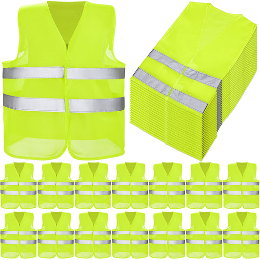 20 Pieces Safety Vests Visibility Reflective Vests Construction Vests with 2 Reflective Strips Working Vests for Traffic Work, Running, Surveyor and Security Guard Construction for Men Women