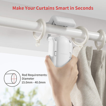 SwitchBot Smart Electric Motor for Curtain - Wireless App or Timer Control - Add Hub Mini/Plus w/ Alexa, Google Home, & More (U-Rail, White)