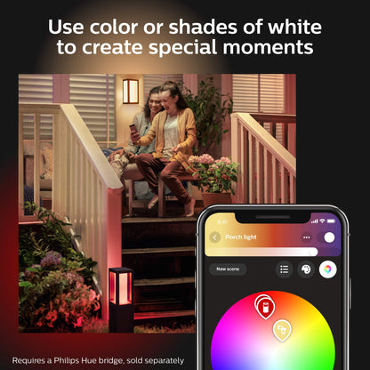 Philips Hue White & Color Ambiance Appear Outdoor Wall Light Fixture (Hue Hub Required, Works with Alexa, Apple Homekit & Google Assistant), Black