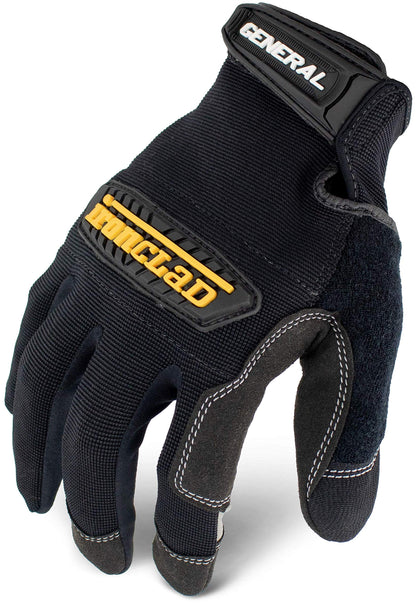 Ironclad General Utility Work Gloves GUG, All-Purpose, Performance Fit, Durable, Machine Washable, (1 Pair), Large - GUG-04-L , Black