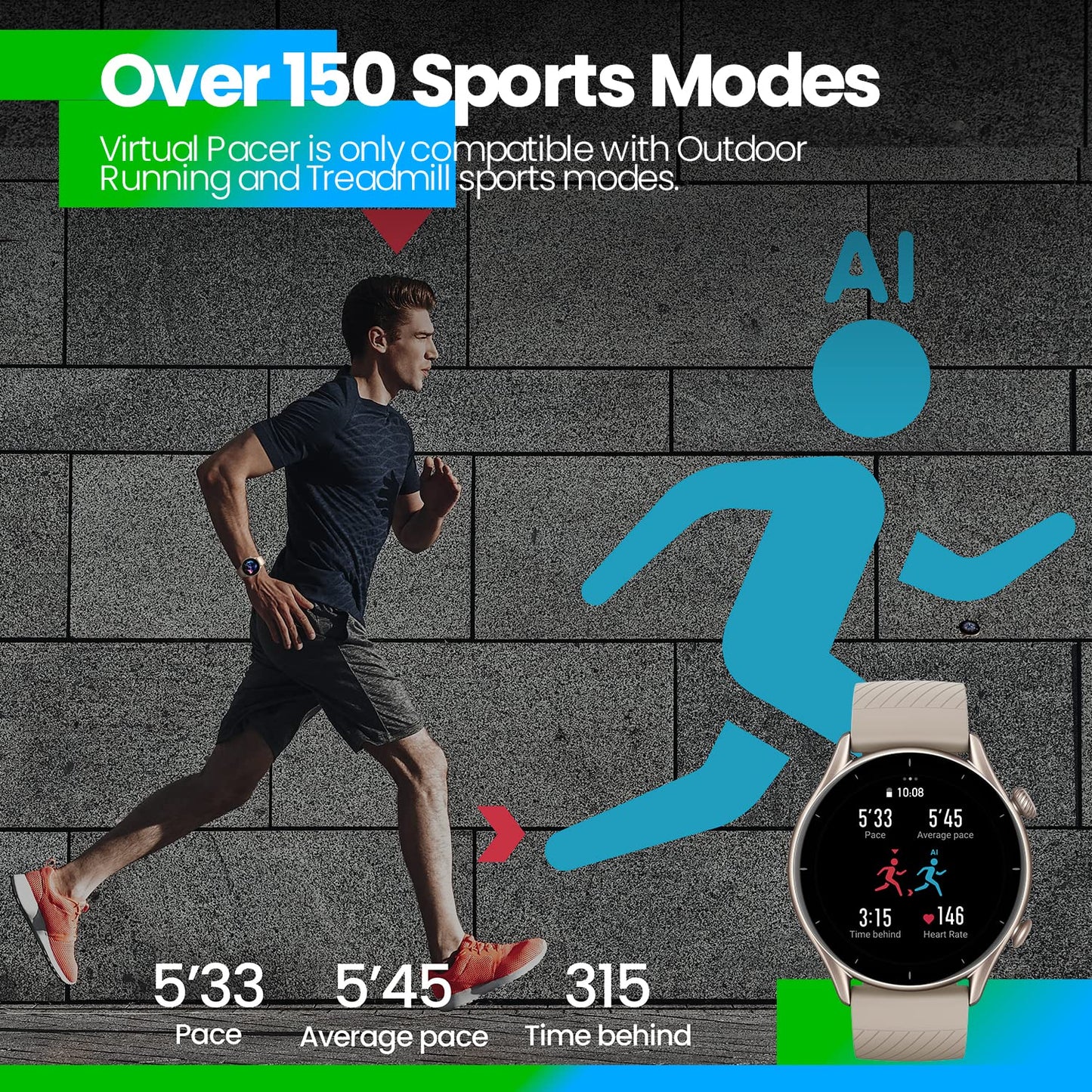 Amazfit GTR 3 Pro Smart Watch Fitness Tracker with Bluetooth Call, Alexa, GPS, WiFi (Men’s, Brown)