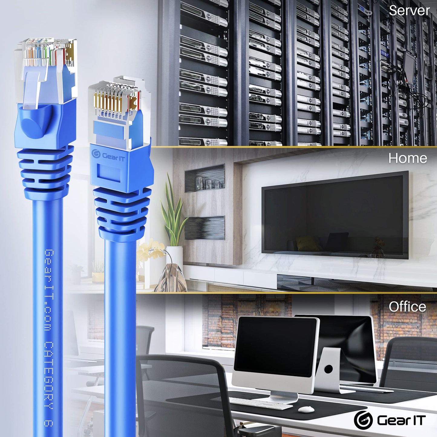 GearIT Cat 6 Ethernet Cable 6 ft (10-Pack) - Cat6 Patch Cable, Cat 6 Patch Cable, Cat6 Cable, Cat 6 Cable, Cat6 Ethernet Cable, Network Cable, Internet Cable - Blue 6 Feet